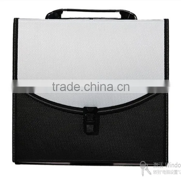 Leather plastic office stationery button briefcase with secret compartment