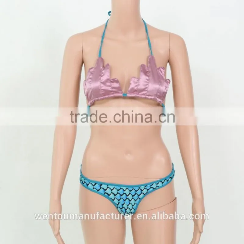 2016 HOT Lovely Girl Swimming Mermaid Swimwear Micro Mini Bikini Bathing Suit Swimsuit Beach Wear Shell Bikini Top