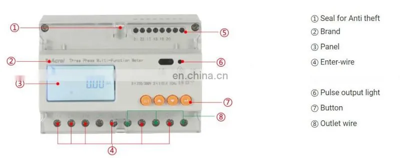 Acrel DTSD1352-C 3 Phase Energy Power Motoring Meter with RS485 Modbus-RTU Management Din Rail Energy Meter
