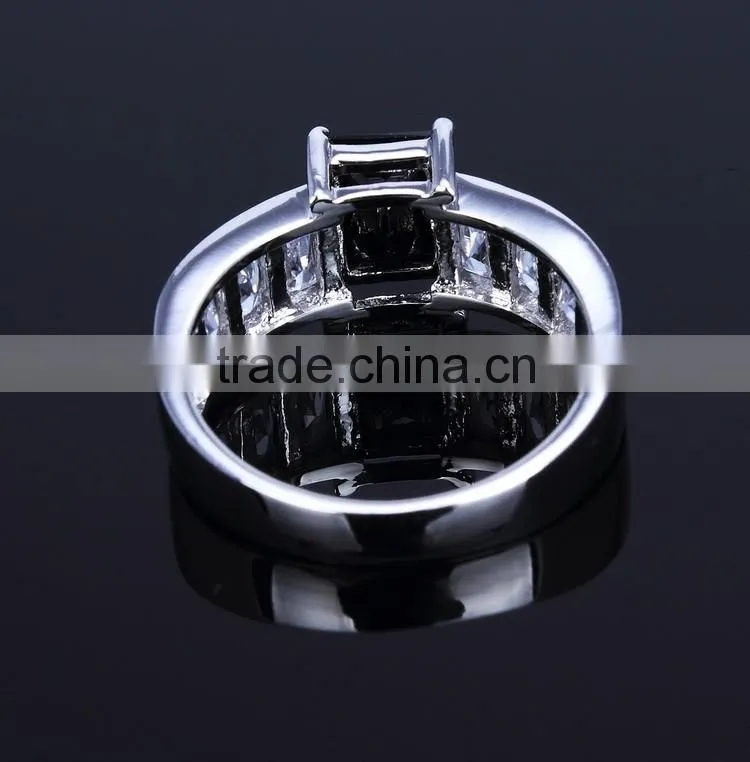 Hot Classic Rectangle One Stone Wedding Ring Black Color Cc Fine Jewelry Ring