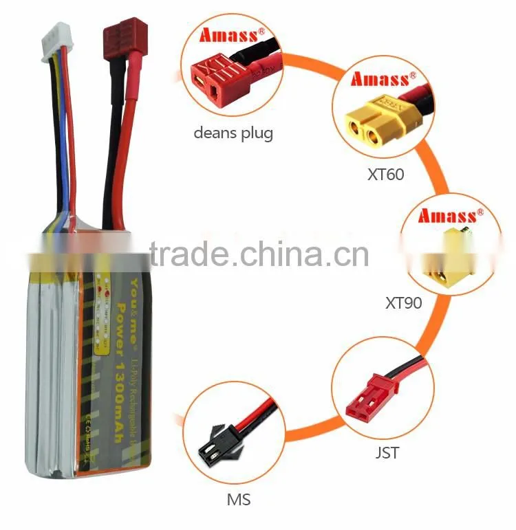 You&Me 3S 11.1V 1300mAh 25C Lithium Polymer Battery For RC Quadcopters RC Models