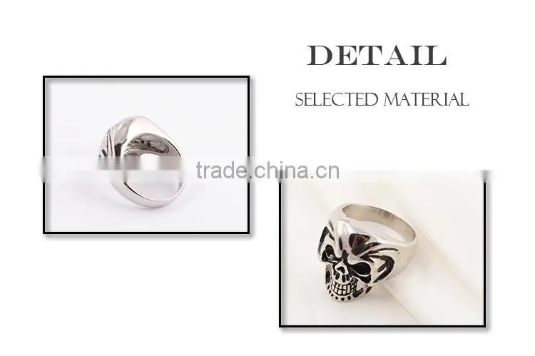 Small MOQ jewelry ring men's ring skull head silver rings