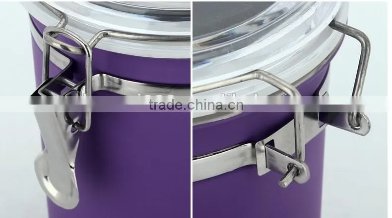 3pcs colorful stainless steel canister jar sets/kitchen Storage jars/ tea tin see through lid