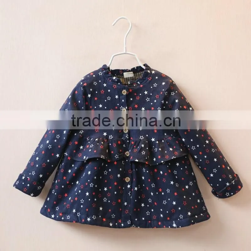 Korean children clothing girl spring coats kids long sleeve stringy selvedge roung collar girl princess outwear