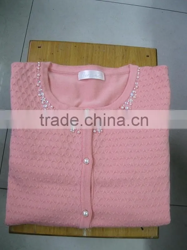 12GG knitting wear, lady special jacquard casual sweater cardigan