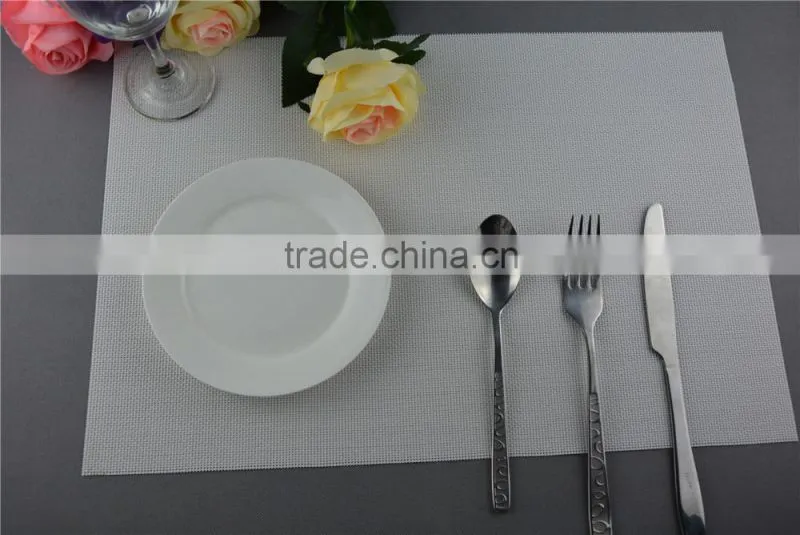 Wholesale price 75g PVC woven mesh placemat white pure color 1*2 series 45*30cm