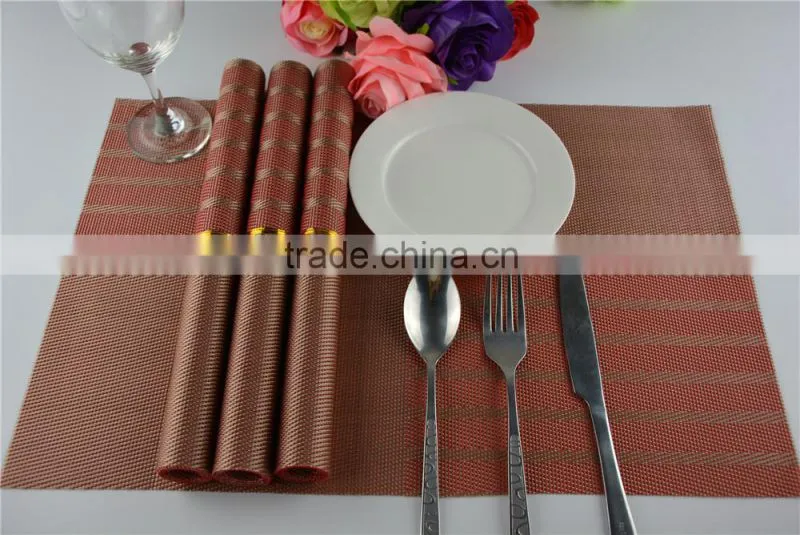 Red classics Non-slip Insulation Moor Crossweave Woven PVC Non-slip Insulation Placemat Washable Table dish Mats