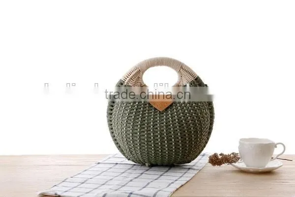 Fashion girl's beige paper straw craft bag