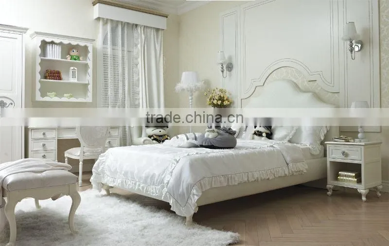 Hot sale kids furniture white color princess design children bedroom furniture set