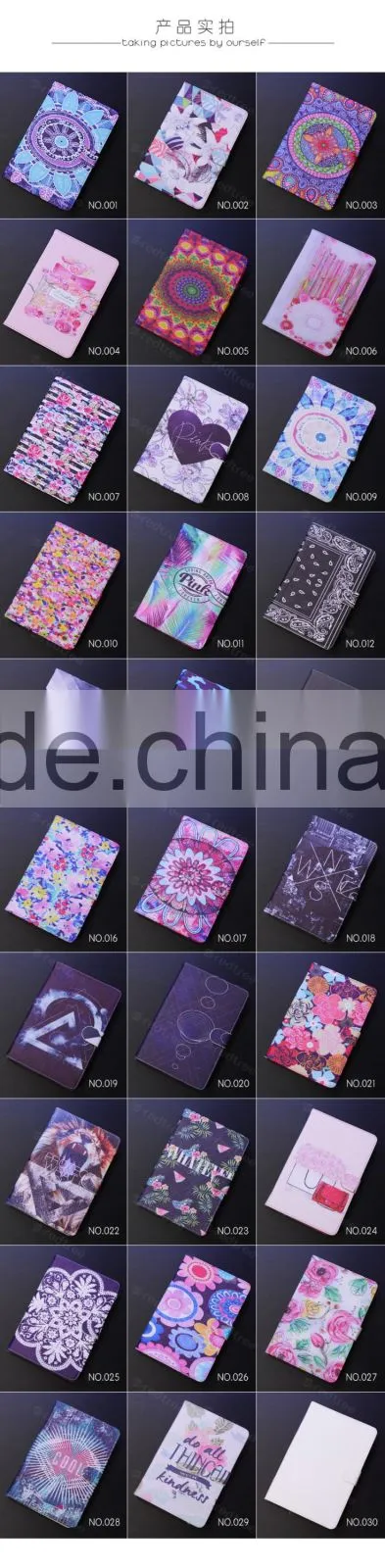 Colorful Pattern High Quality Rotating Leather Case for Ipad