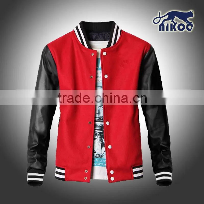 Customized basball Jacket with leather sleeves
