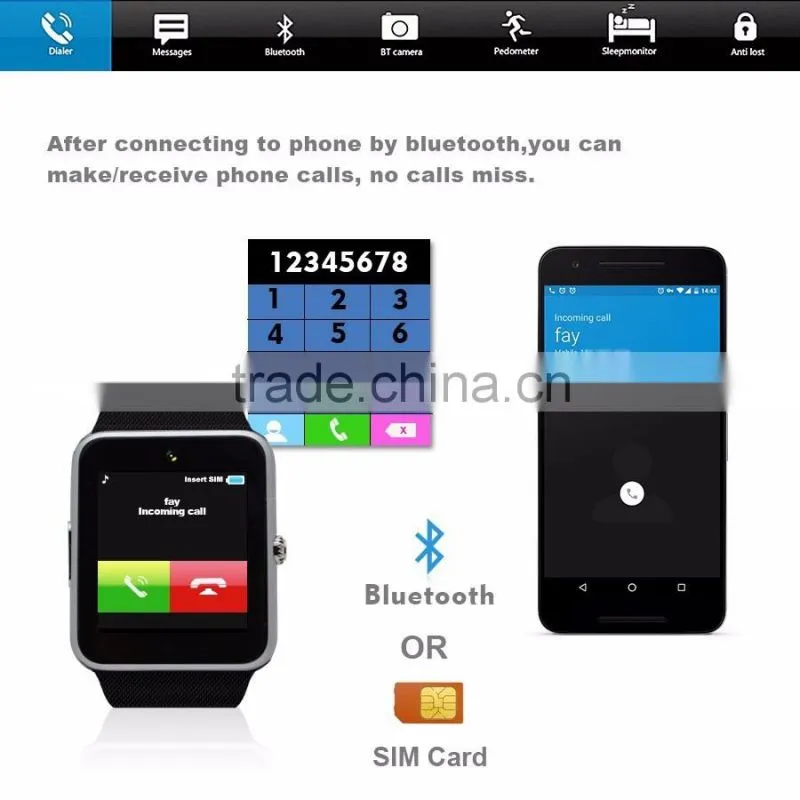 2016 Cheap gift DZ09 Smart Watch with Camera and slim card for Iphone and Android Smartphones