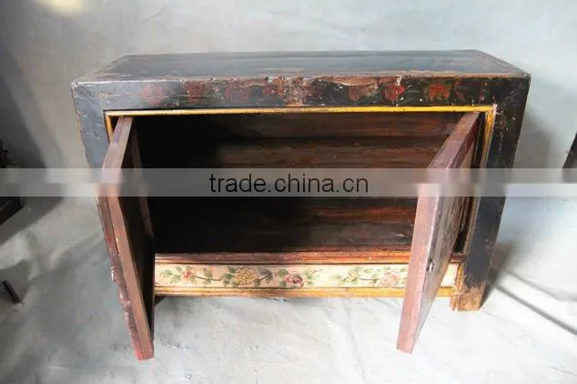 Reclaimed Wooden Funiture/ Antique Mongolia painting cabinet