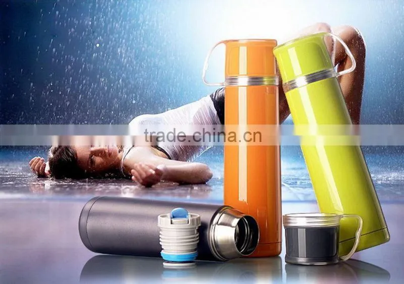 wholesale insulated double wall stainless steel sport water bottle thermos, thermos flask with handle