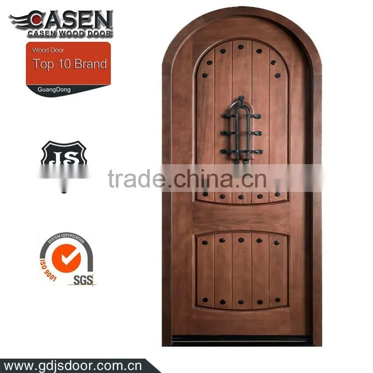 Rustic design unfinished arched solid wood entrance door