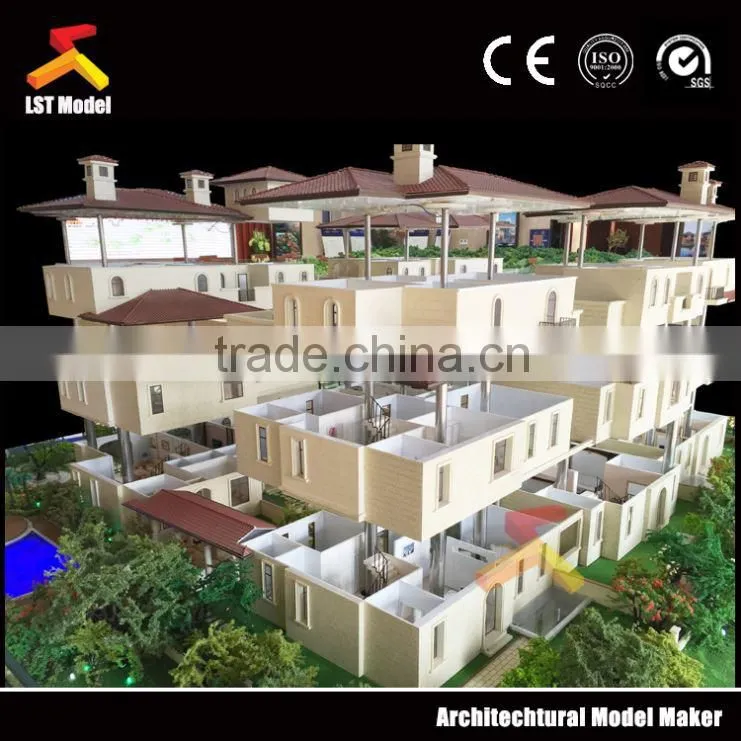 miniature building models with lighting and landscape system