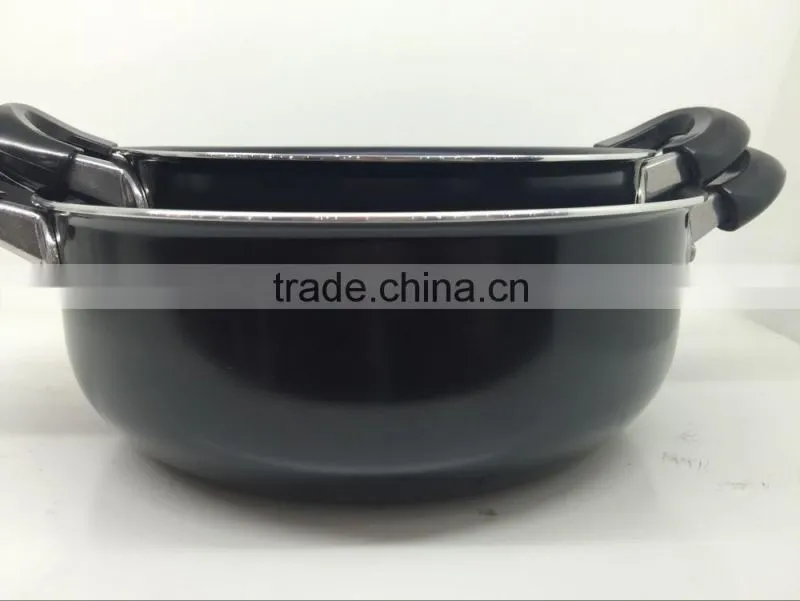Best selling Aluminum nonstick cooking pot pasta pot cookware black color Forged anodized