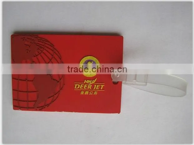 Personalized design rectangle red deer 2d flat pvc luggage tag