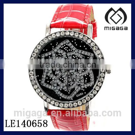 fashion leopard pu strap quartz watches for women*flowing cz women's leopard watches