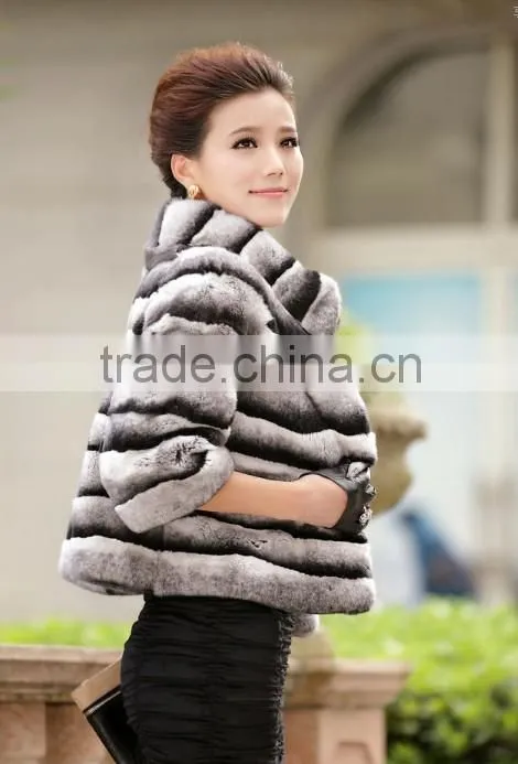 rex14009 chinchilla rex warm winter fashion coat with hood