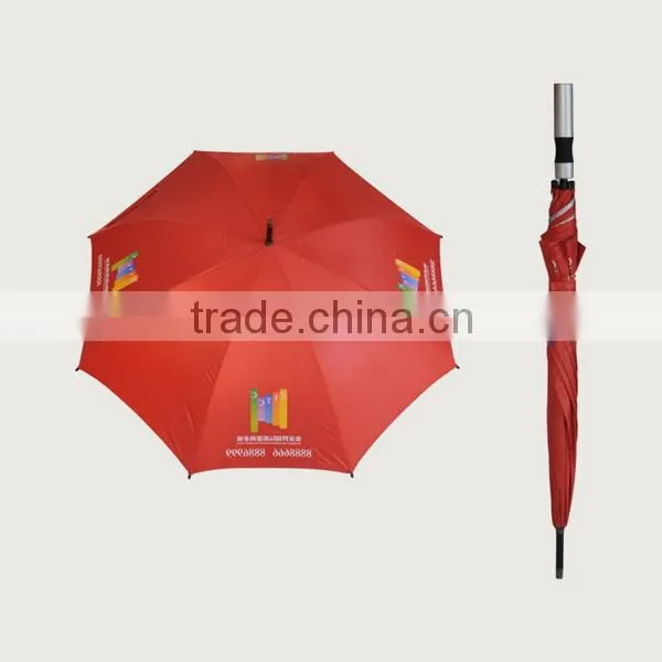 Manual open red color girl umbrella with wooden shaft