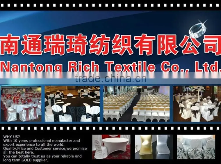 Charming satin rosette wedding chair covers,luxury wedding table cloth
