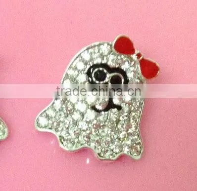 Stock Halloween 24*16mm candy corn rhinestone button with slider(BTN-5490)