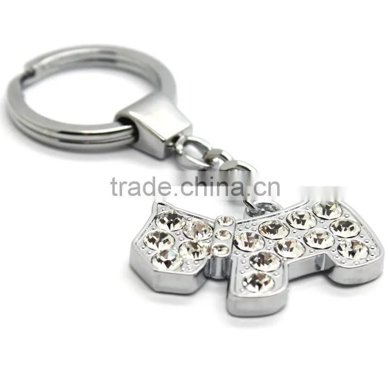 Metal Crystal dog shaped keychain