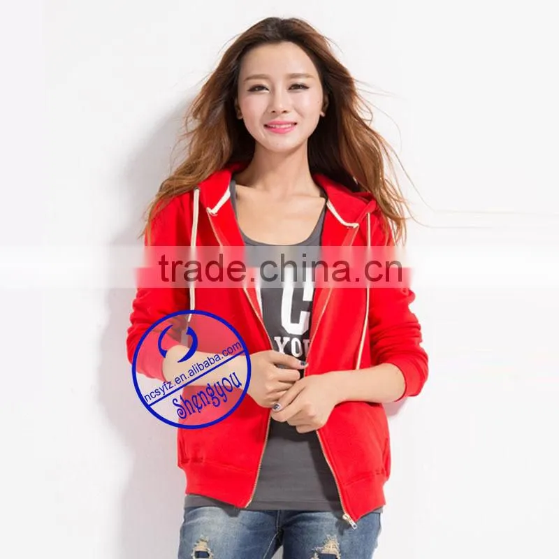 custom women's fleece zipper-up hoodies sweatshirts manufactures in china