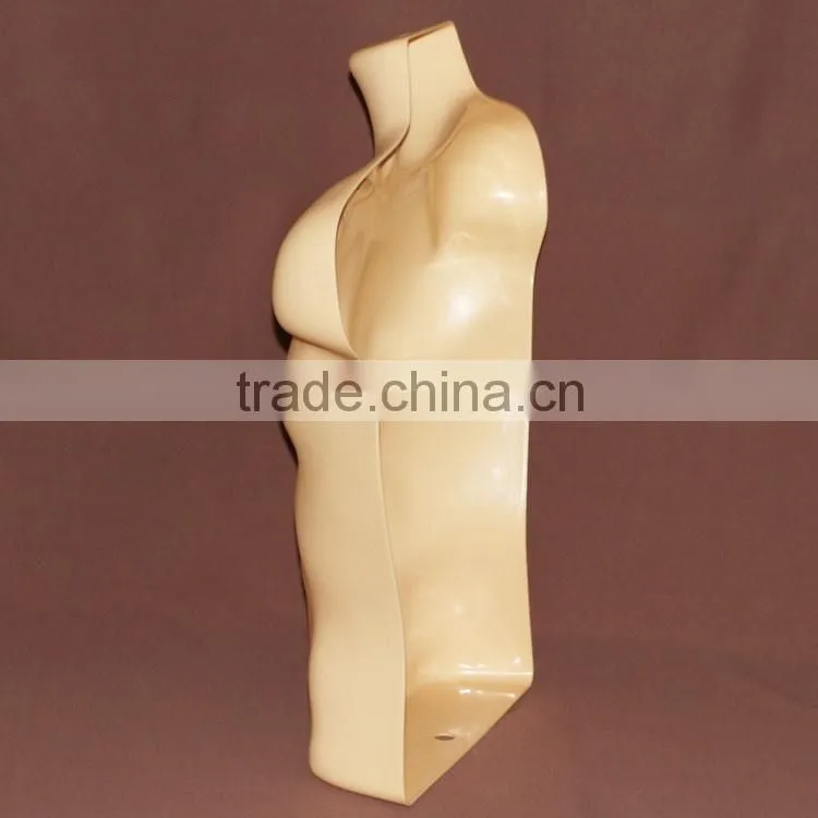 Plastic hanging man headless half-body male mannequin torso