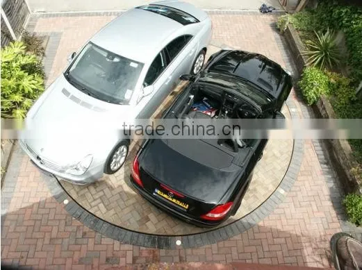 Private garage car rotating platform for turning