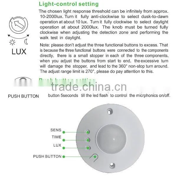 SK806 Ceiling passive infrared sensor , infrared sensor switch ,light sensor switch with remote control