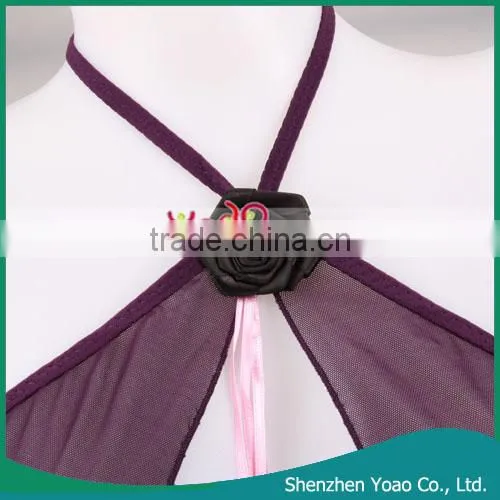 Sexy Sleeping Dress+ Open-crouched T-back Purple
