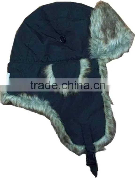nylon & fake fur warm hat earflap hat