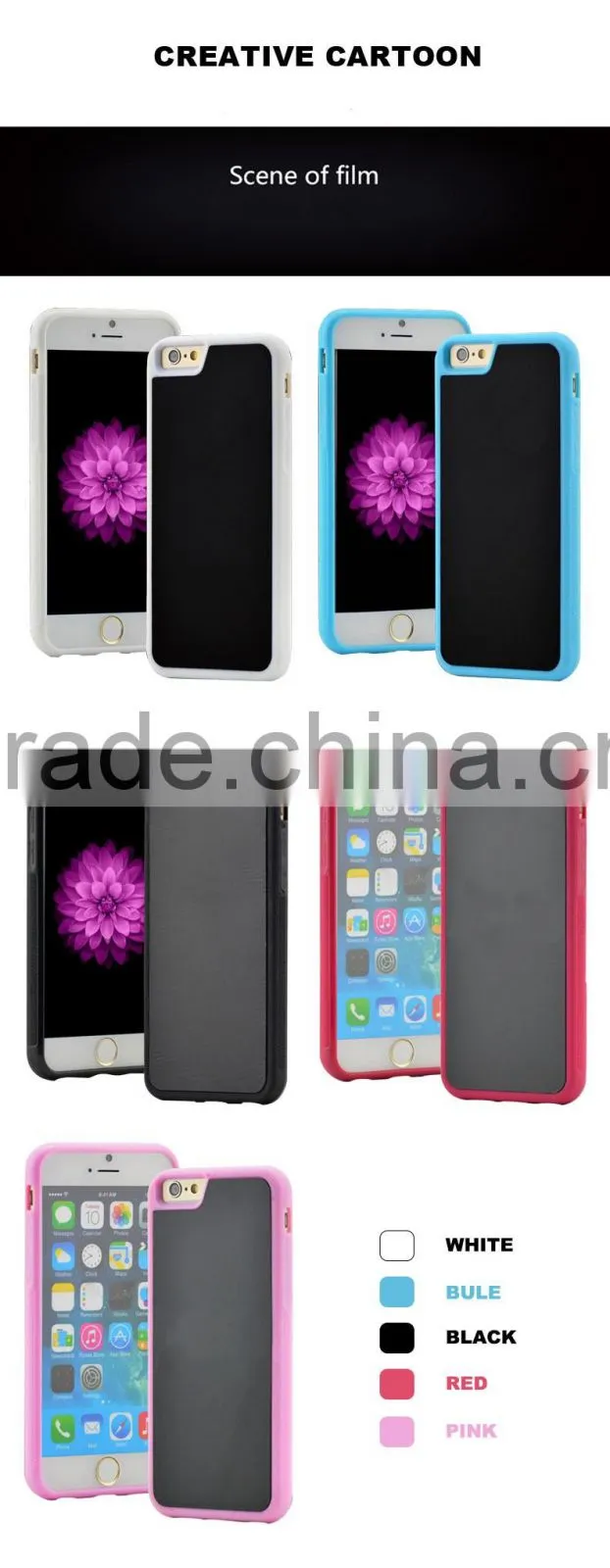 Hands free selfies silicone cell phone cases for iphone 6 plus nano-suction technology anti gravity cell phone case