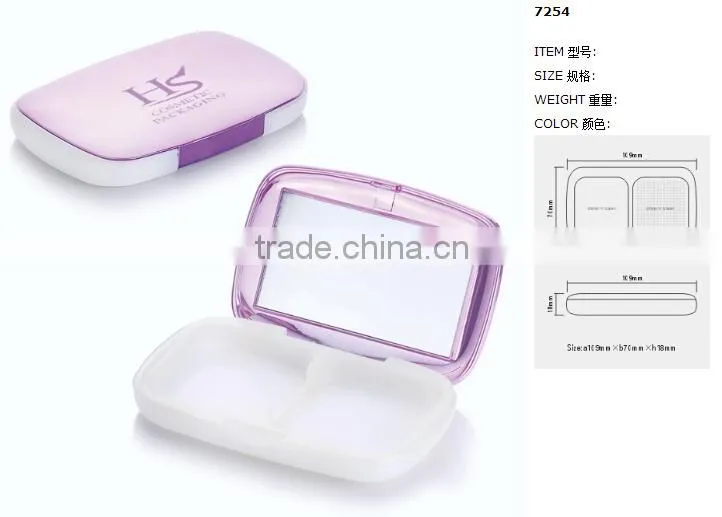Custom 2 color cosmetic compact powder empty boxes with mirror
