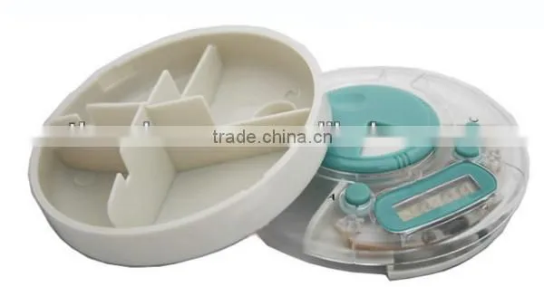 Multifunctional Round Shape 4 Compartments Alarm Pill Box digital Timer Countdown Timer