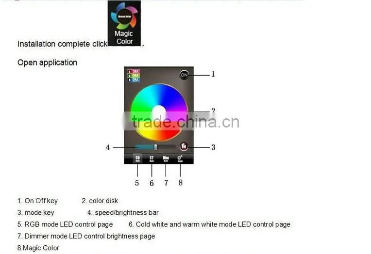 12V 2.4G LED Wireless Rainbow Touch RGB LED Controller