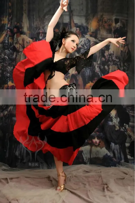 Belly Dance Costumes,Hot Sexy Spanish Skirt of Bellydancer Practise Wear,Belly Dancing Performance Clothes,Dancing Dress QC1286