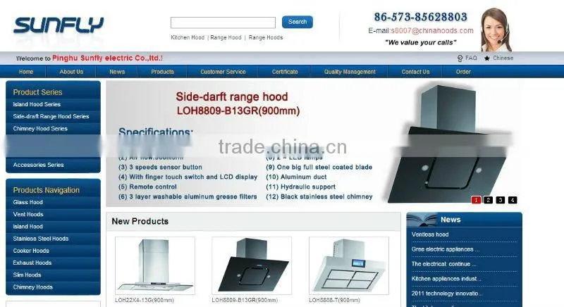 CE, RoHS,gas cooker hood,kitchen range hood LOH8809-04(900mm)