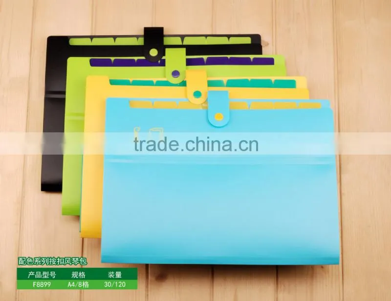 Colorful 8 pockets file folder with button
