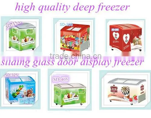 Sliding curved glass door chest freezer commercial display top open freezer