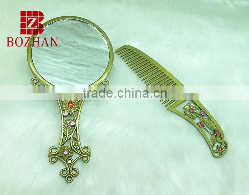 Vintage butterfly rhinestone mirror set/butterfly vintage vanity mirror set
