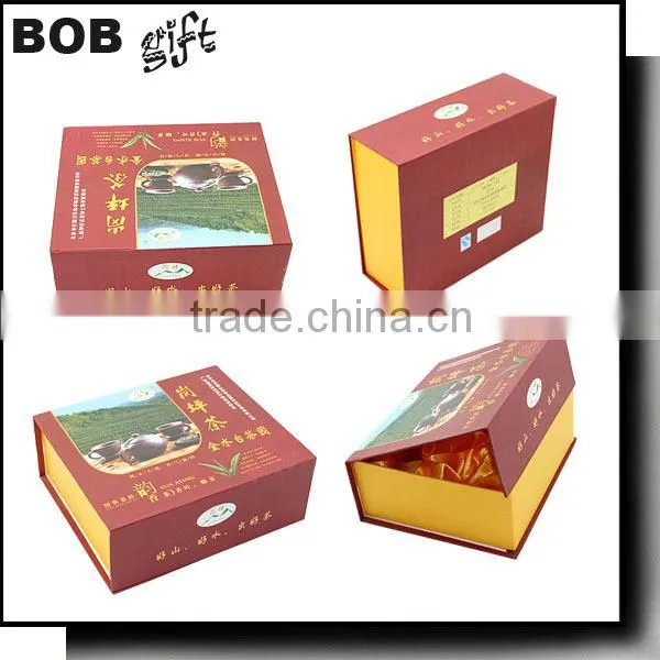 2015 hot sale custom logo printed black matt paper gift box