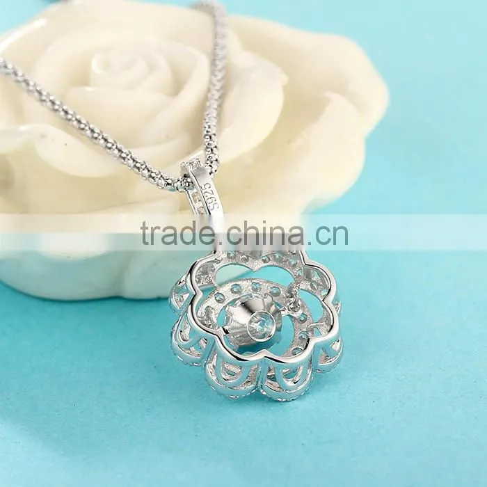 Silver Fashion Jewelry 2016 Dancing Stone Pendant Neckalce Women Jewelry SPG916W