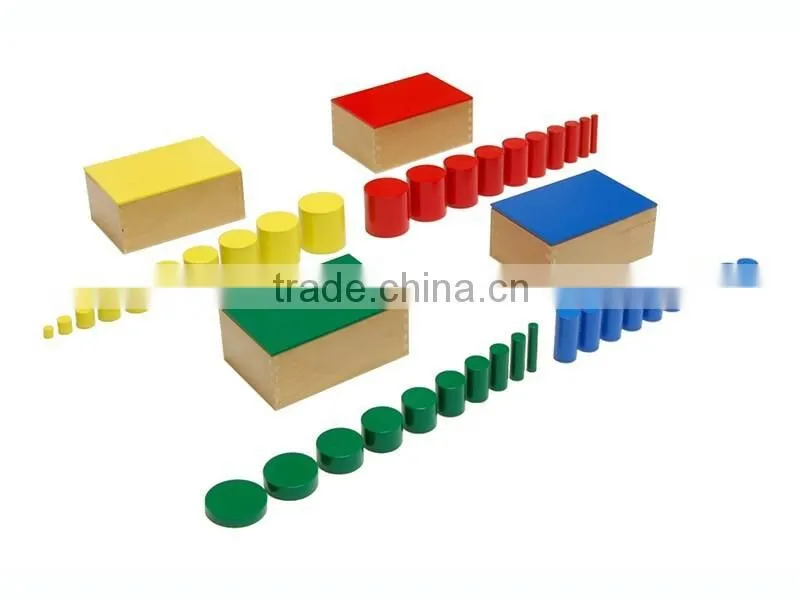 Premium quality beechwood montessori toys for toddlers knobless cylinder