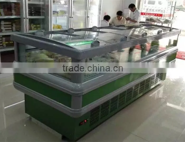 Double side commercial island display freezer for supermarket