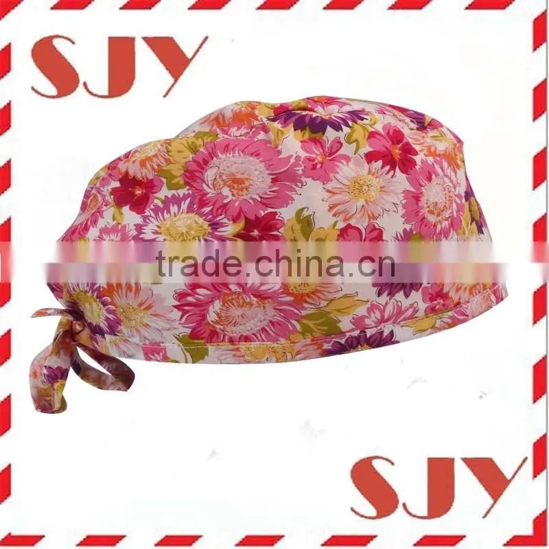 Flower Printed Women's and Men's Doctor Hat Wholesale Unisex Scrub Hat