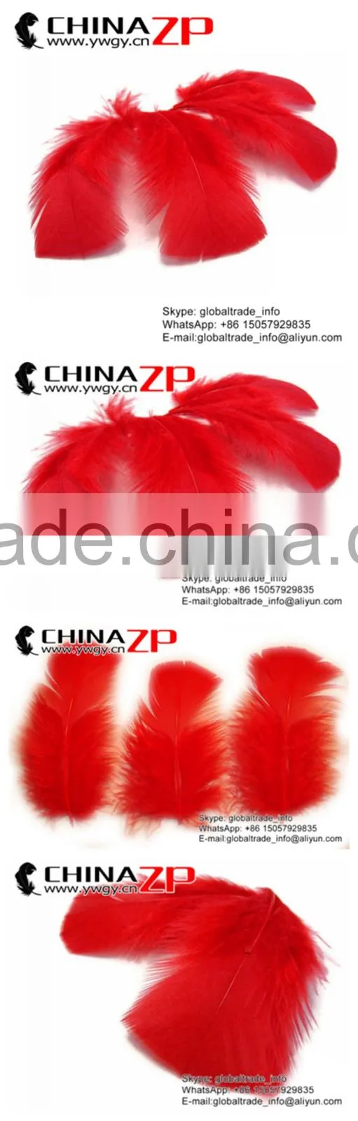 ZPDECOR Factory Wholesale Bulk Dyed Red Turkey Fluff Flat T-Base Body Plumage Feathers