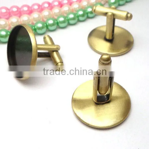 Wholesale Antique Bronze Plated Men's Shirts Gold Bezel Cufflink Blanks